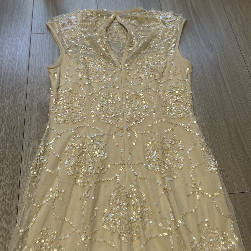 NWT Adrianna Papell Womens Beaded Sequined Sleeveless Midi Champagne/nude 6 - Picture 15 of 16